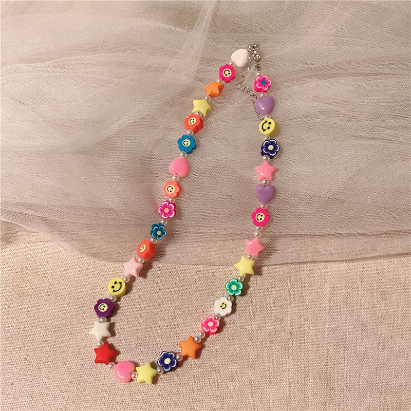 Wholesale  soft ceramic cute flower pearl necklace