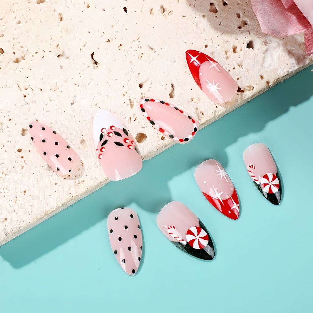 Wholesale 24 Pieces/ box Christmas Windmill Short Water Drop Nails