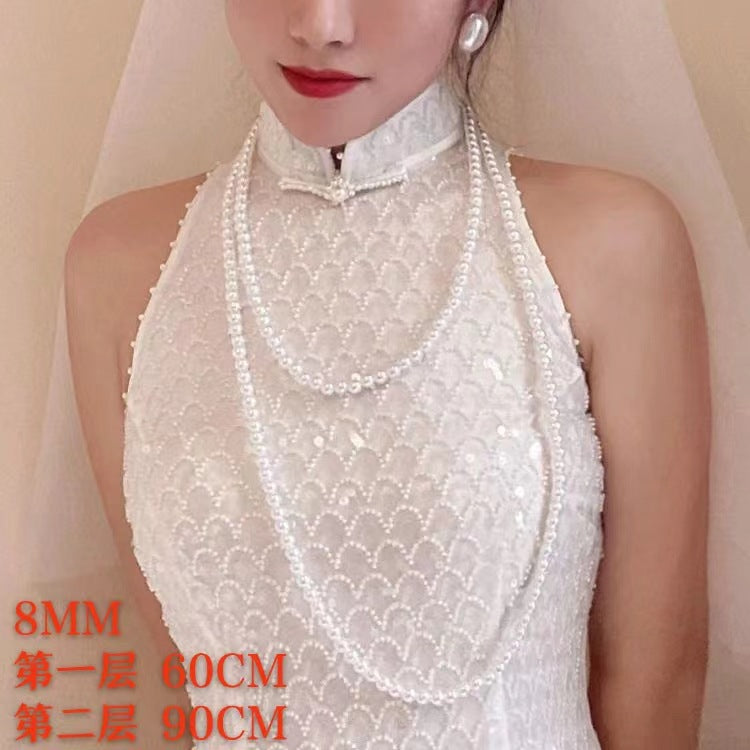 Wholesale Multi-layer Glass Pearl Long Necklace