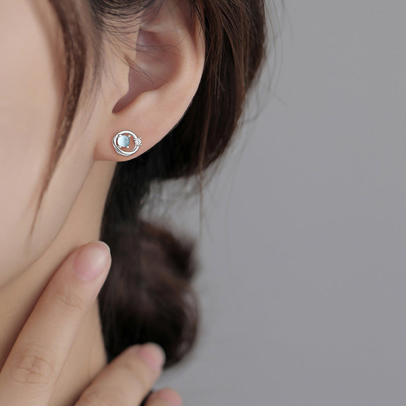 Wholesale blue glaze star earrings