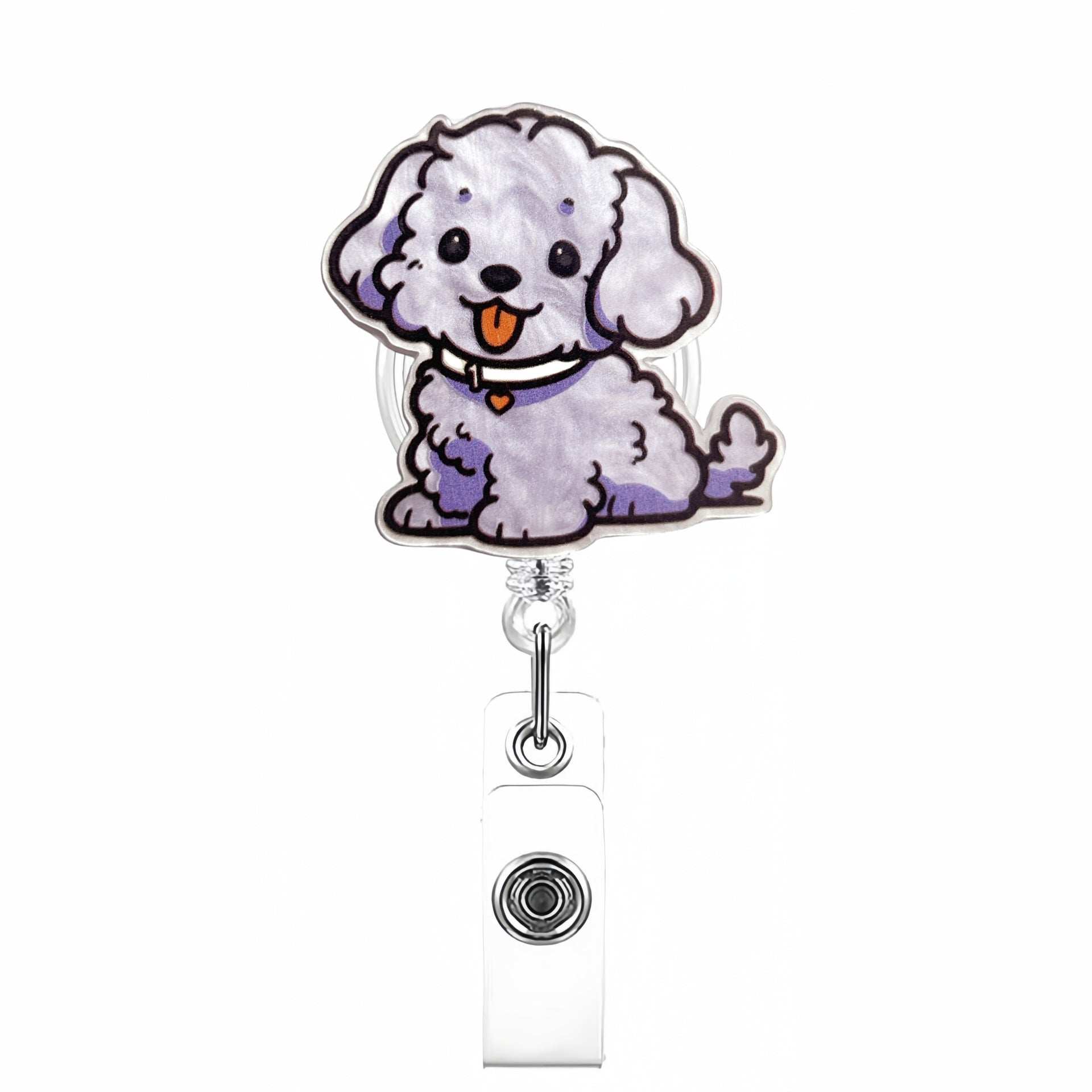 Wholesale Cute Pet Series Acrylic Retractable Rotating Badge Keychain