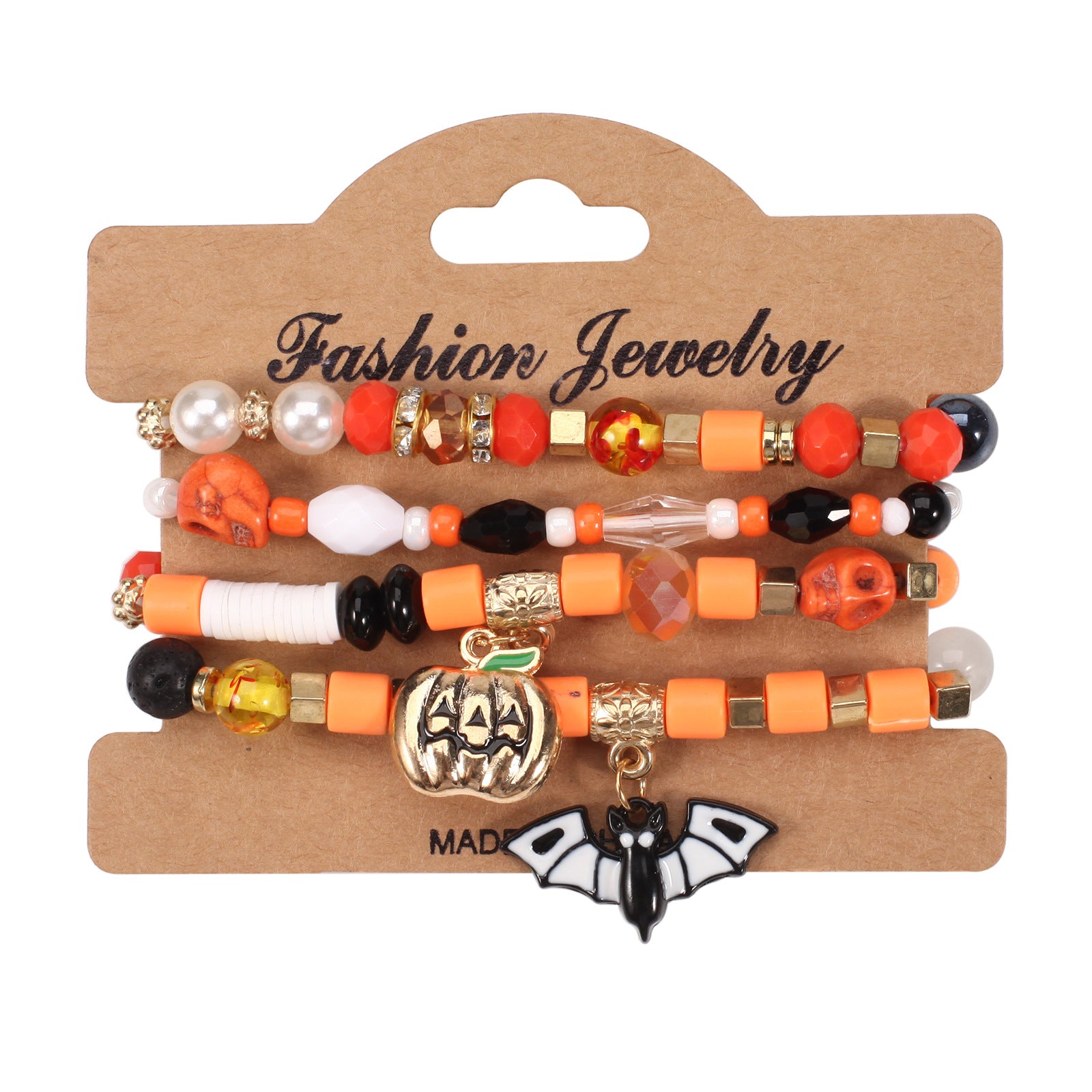 Wholesale Halloween Multi-layer Bat Pumpkin Spider Polymer Clay Bracelet Layered Bracelet Set ACC-BT-XinY013