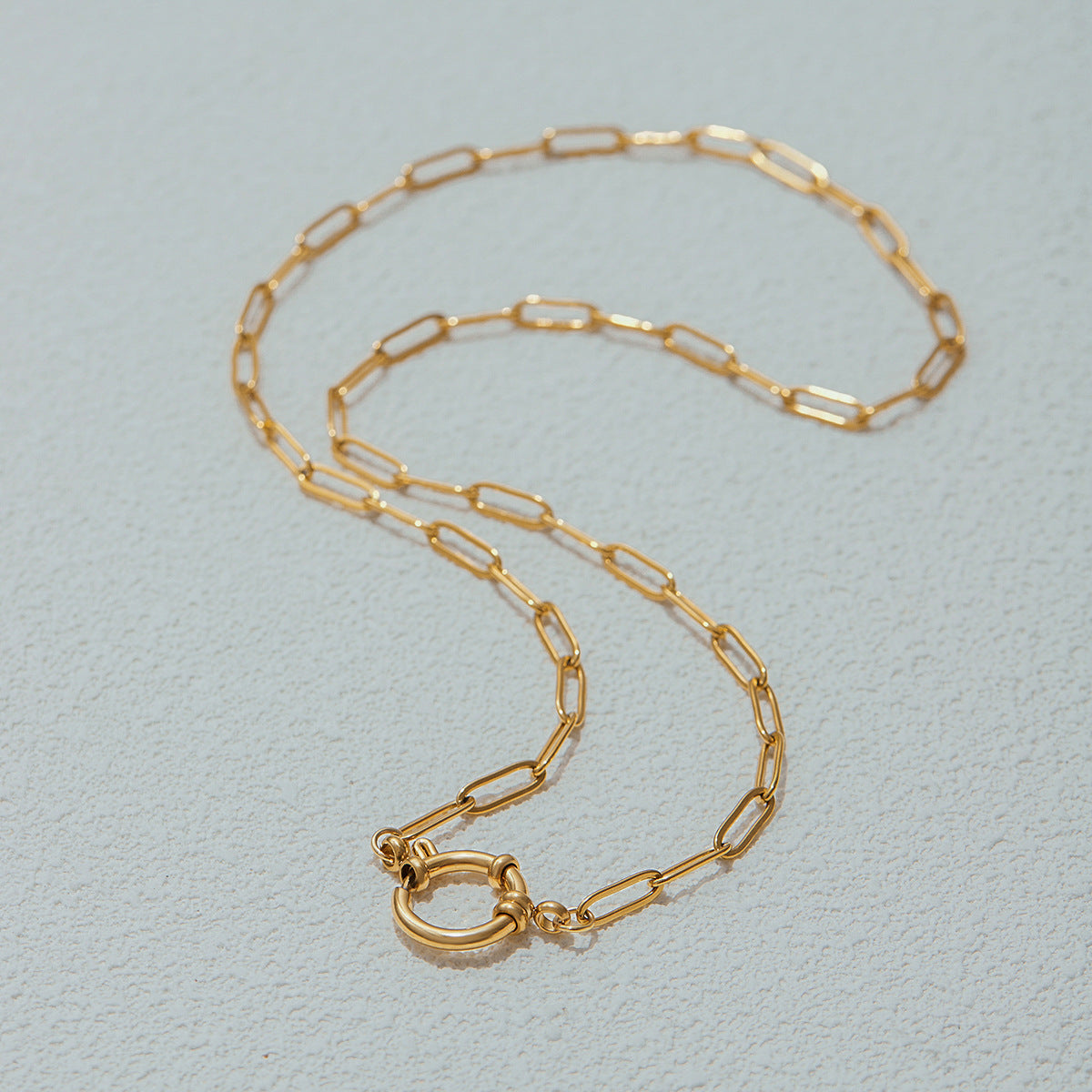 Wholesale  18K Gold Stainless Steel Round Sailor Buckle Necklace