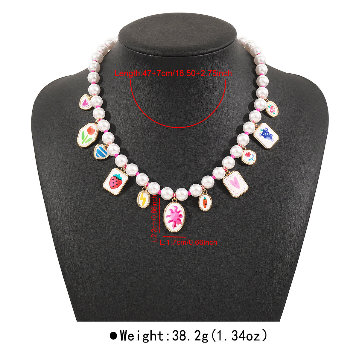 Collana di perle con pendente geometrico in ceramica in stile vacanza all'ingrosso