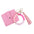 Wholesale  Cartoon Valentine's Day Printed Wooden Beads Pink Card Holder Bracelet PU Leather Tassel Wallet Keychain