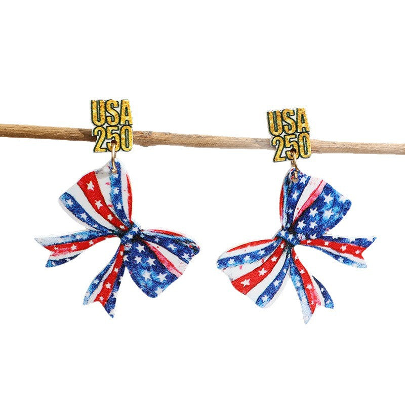 Wholesale Acrylic Independence Day Themed Drop Earrings