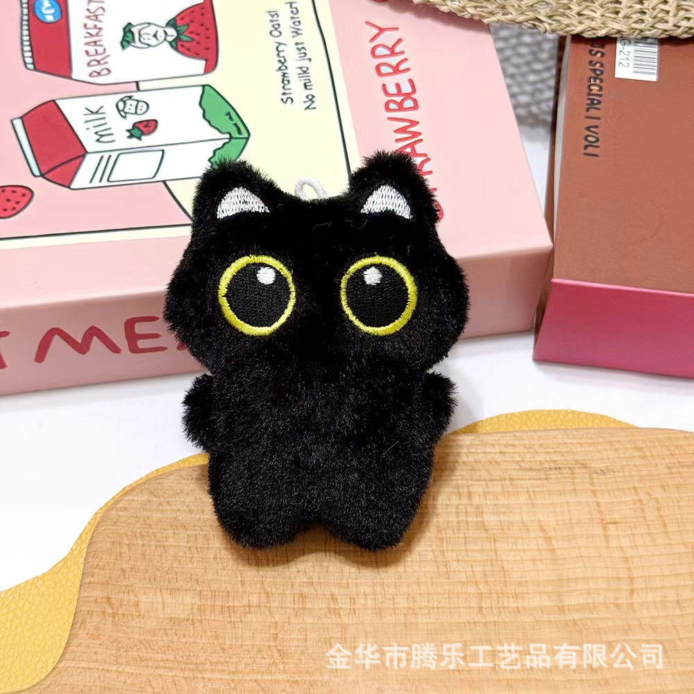 Wholesale Plush Cat Keychain with Big Eyes and Fish Pendant Decorative Accessory