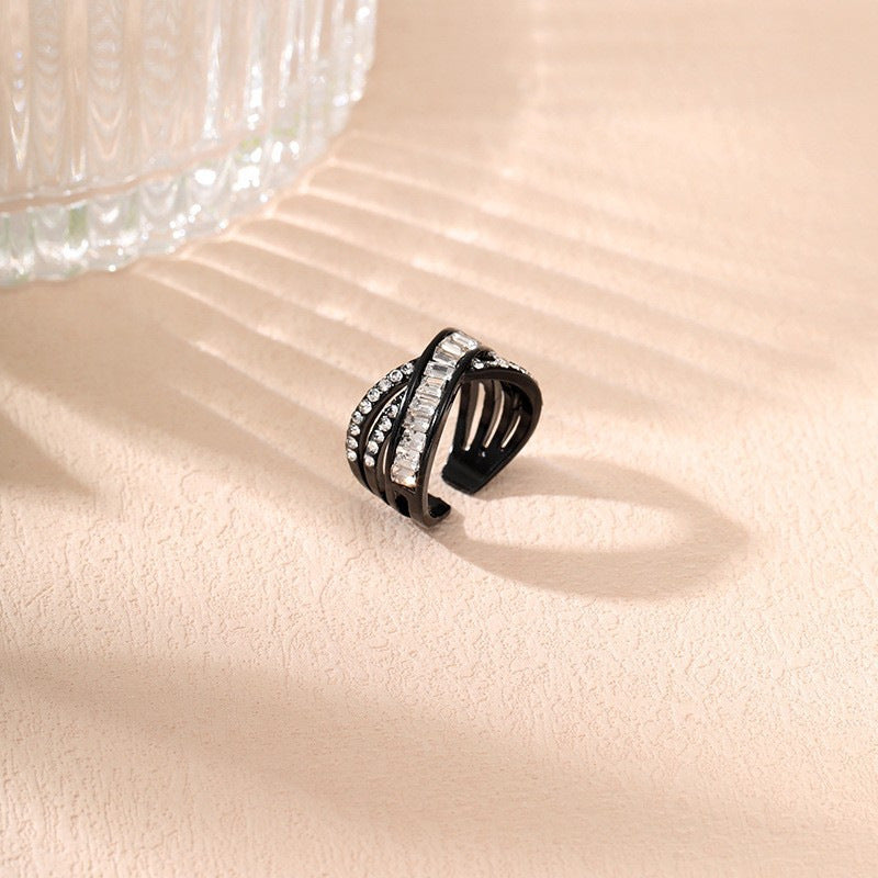 Wholesale Diamond-encrusted Zircon Cross Opening Ring