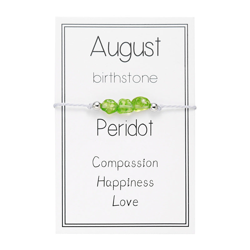 Wholesale Birthstone Girls' Bracelets Hand-Woven Adjustable Bracelets