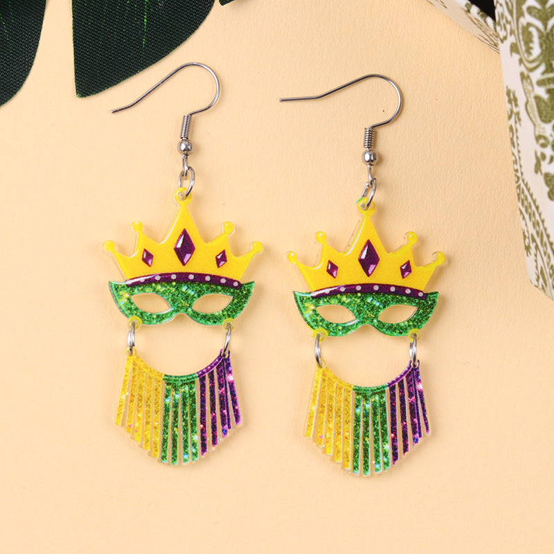 Wholesale Acrylic carnival masks crowns hats and earrings.