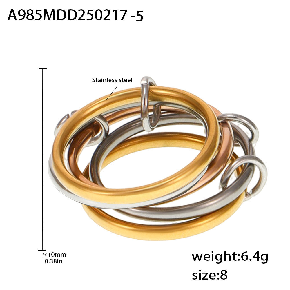 Wholesale  Titanium Steel  gold-plated multi-layer middle with diamond ring