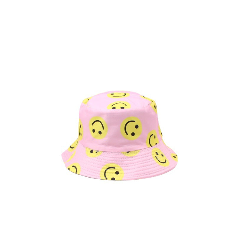 Wholesale Smiley Printed Large-brimmed Fisherman's Hat Basin Hat Bucket Hat