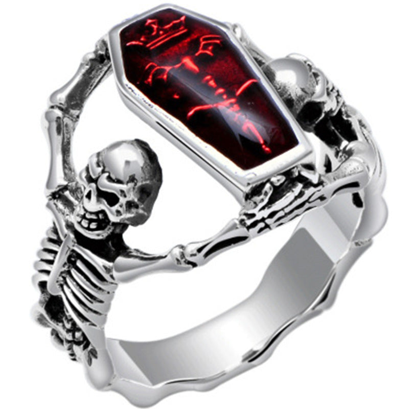 Wholesale Retro vampire bat skull punk style men' s ring