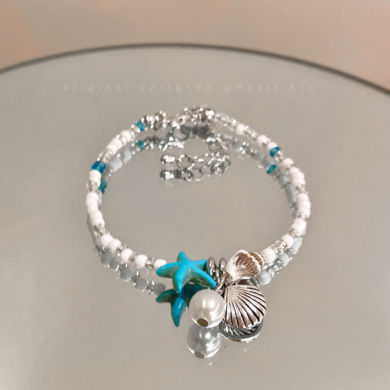 Wholesale Niche Seaside Shell Star Bracelet Alloy Electroplated Beach Vacation Fashion Accessory