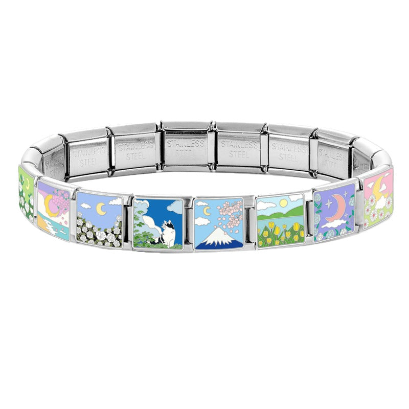 Wholesale Italian Charm Bracelet 9mm DIY Splicing Cute Creative Pendant Stainless Steel Composable Bracelet