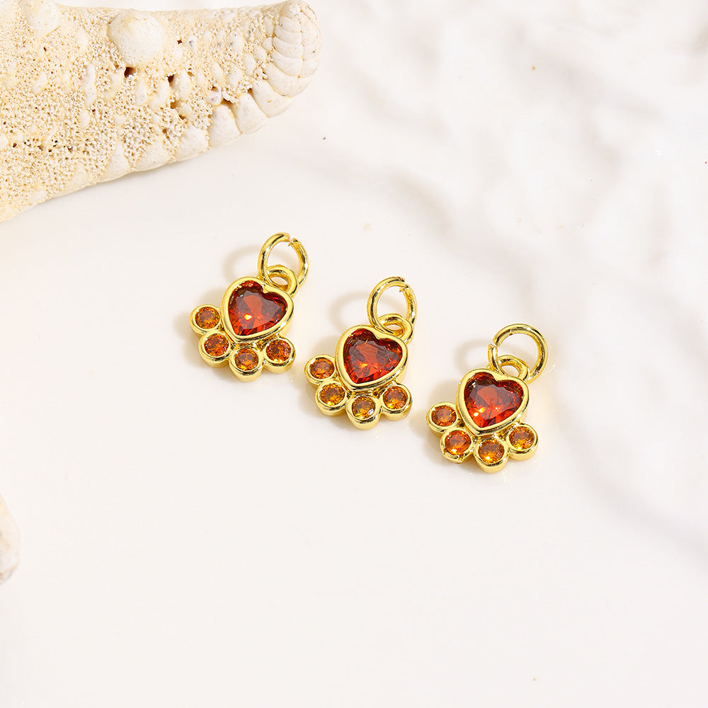 Wholesale Simple Micro-inlaid Zircon Dog Paw Print  Charms