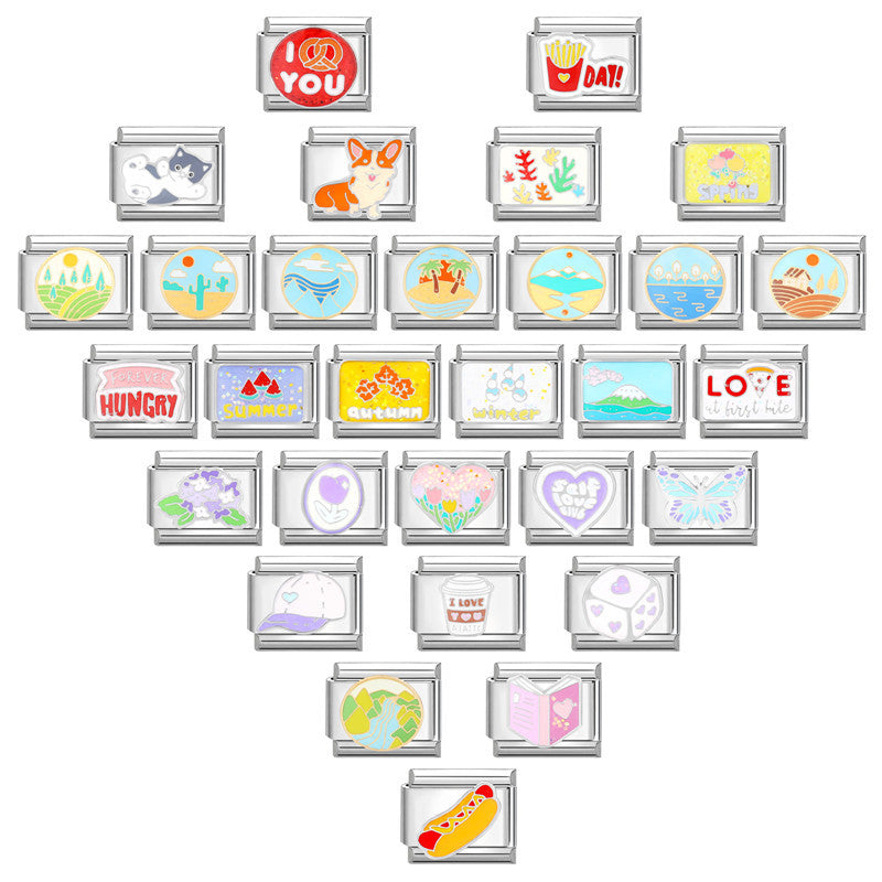 Wholesale Italian Charm Bracelet 9mm DIY Splicing Cute Creative Pendant Titanium Steel Composable Bracelet