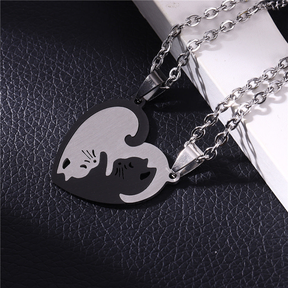 Wholesale Stainless Steel Kitten Stitching Necklaces ACC-NE-Hanyu006