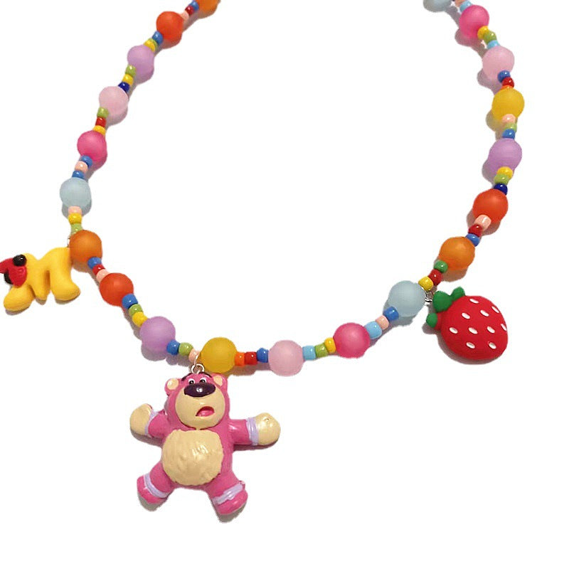 Wholesale Acrylic Beads Cute Bear Short Necklace ACCVIP-NE-XingJun001