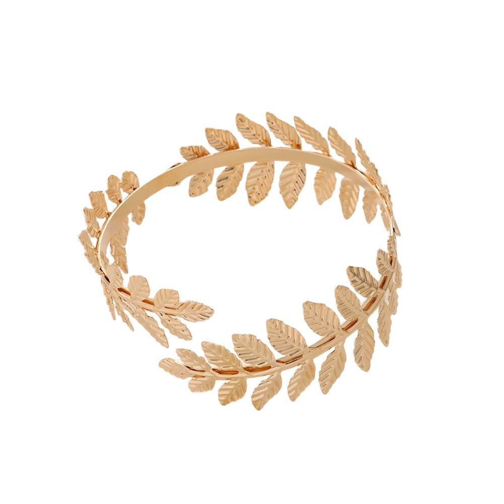 Wholesale Gold Leaf Shaped Armlet Open Bracelet