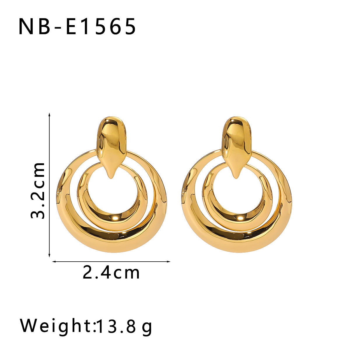 Großhandel glatter Ring Liebesförmiges Herz Doppelschicht Hohlring Langes Edelstahlohrringe