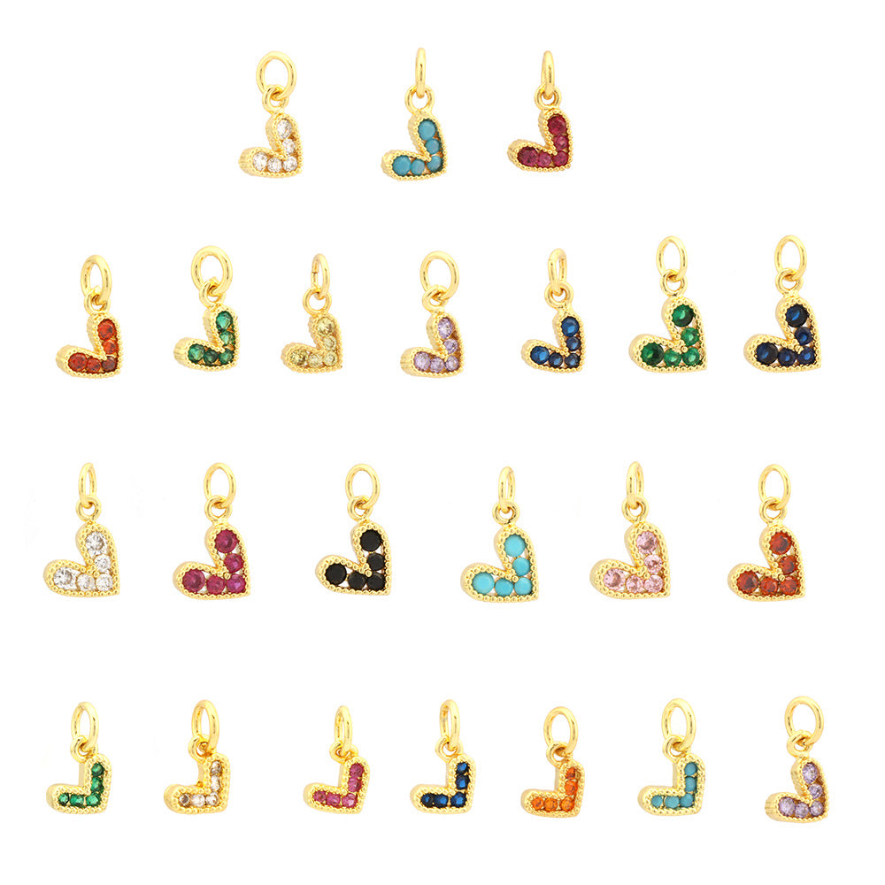 Wholesale 18K gold-plated color-preserving micro-inlaid zirconium heart-shaped pendant
