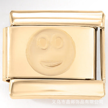 Wholesale Italian Charm Bracelet 9mm DIY Splicing Gold Plated Smiley Dolphin Stainless Steel Composable Bracelet