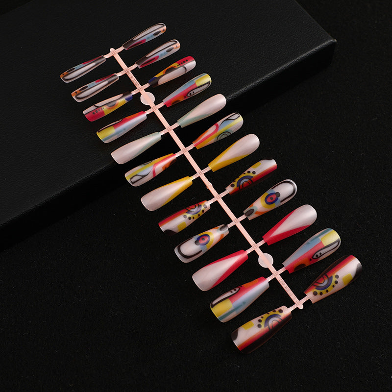 Wholesale 24 Pieces/box Glitter Nail Stickers Ballet Nail Sky Eye Long Nail Wearable Nail Press-on Nails Kits ACC-NS-Diqin005