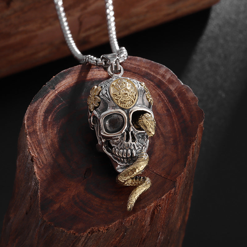 Wholesale skull spirit snake winding personality dark hip hop necklaces