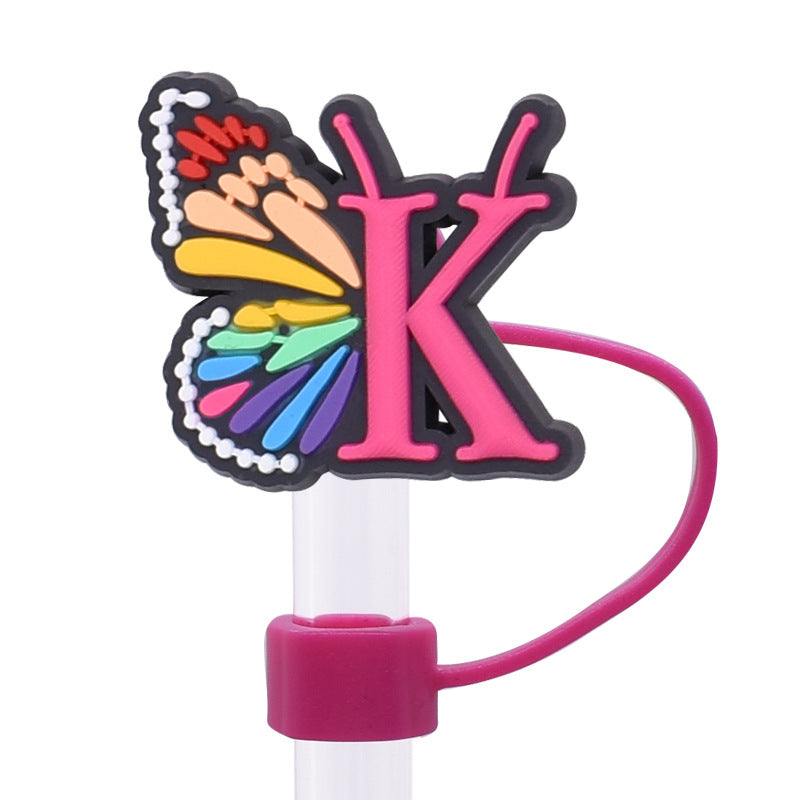 Wholesale Random 100pcs Creative DIY butterfly letters Straw Cover Straw Tube Cap