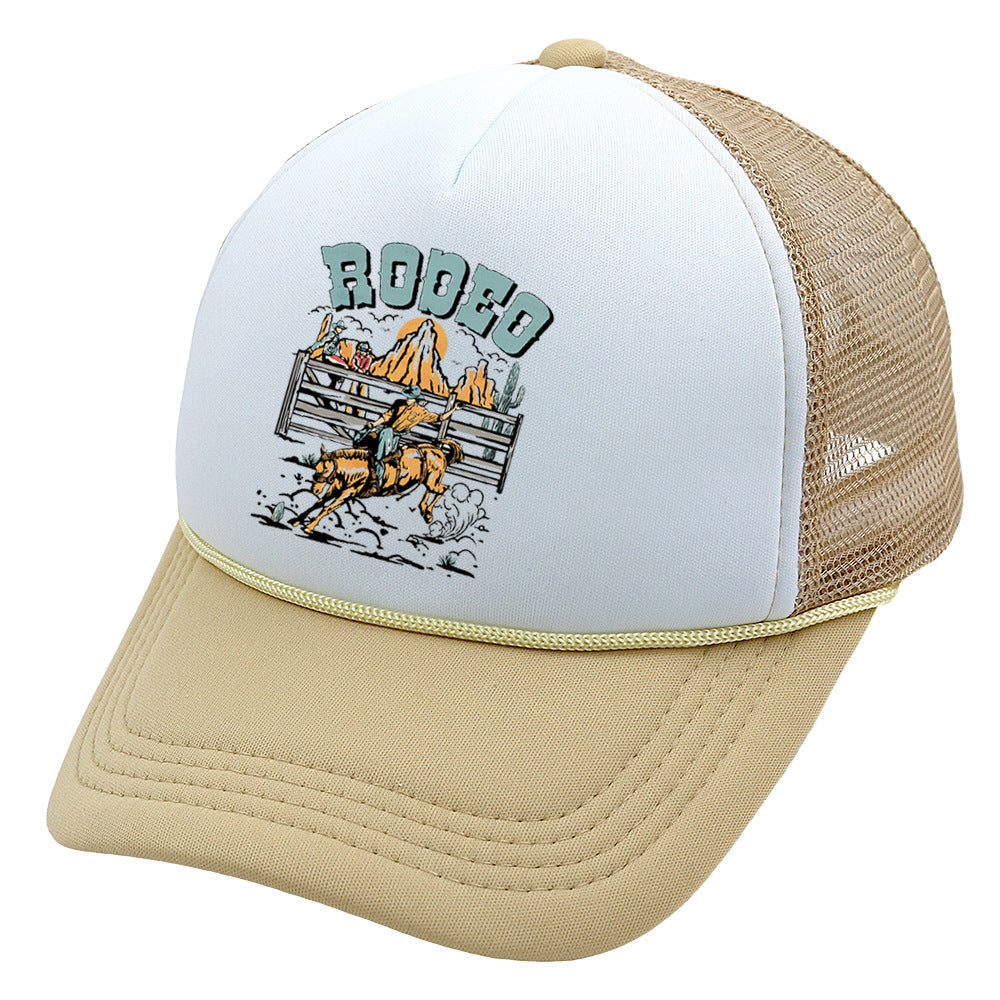 Wholesale Trucker Hat Cowboy Baseball Cap Casual Printed Sponge Mesh Hat ACC-HT-HaiPu016