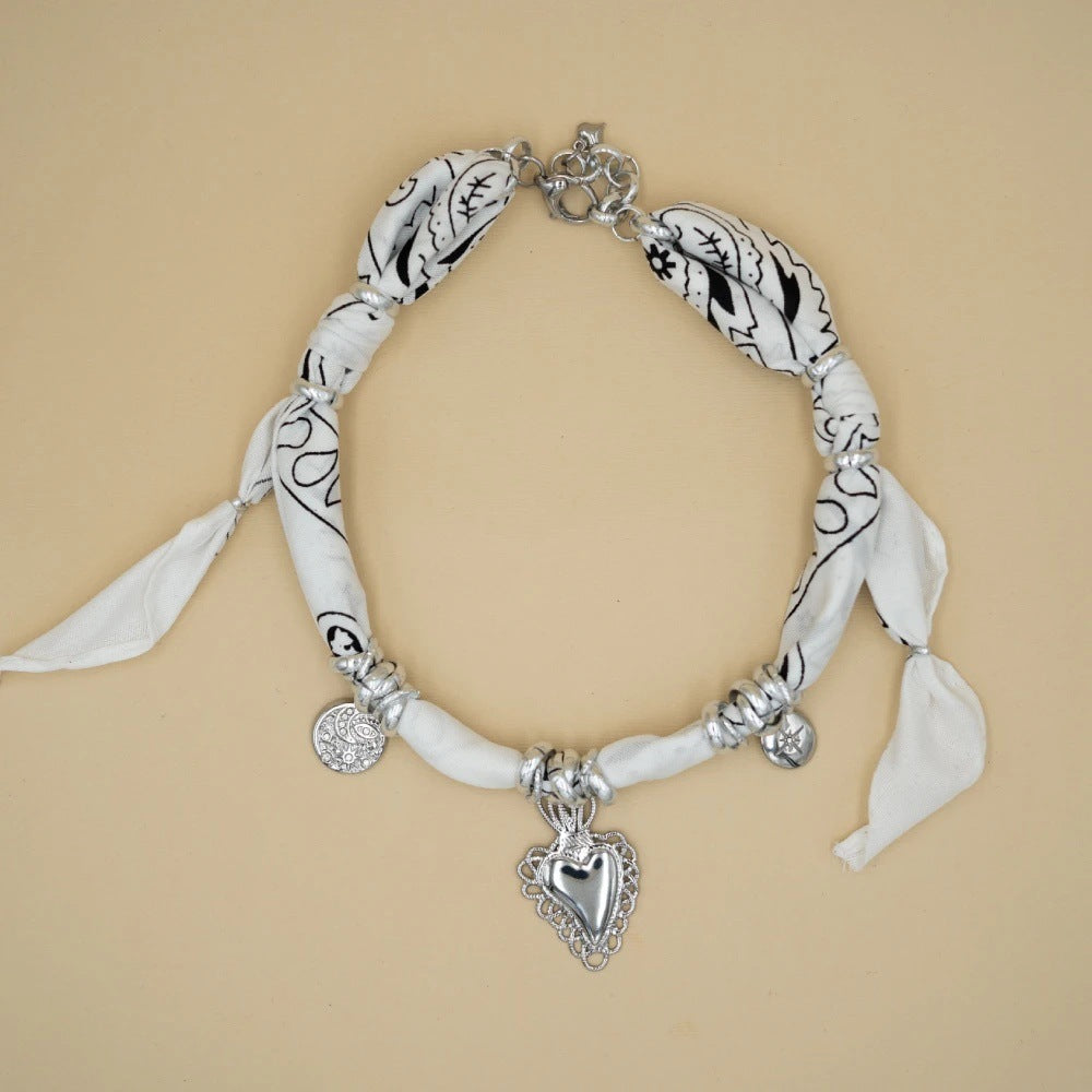 Wholesale Titanium Steel Hand-knotted silk scarf pattern printed bracelet