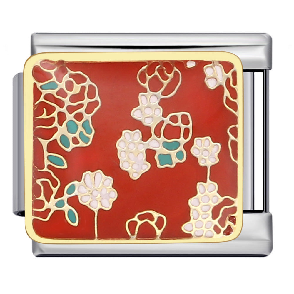 Wholesale Italian Charm Bracelet 9mm DIY gold-plated oil-sprayed Creative Stainless Steel Composable Bracelet