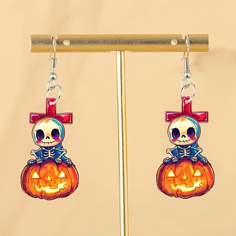Wholesale Acrylic  Earrings Cute Cartoon Pumpkin Ghost Dark Style Party Jewelry Accessory
