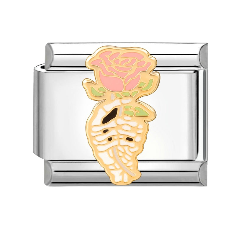 Wholesale  9mm Italian Charm Starter Bracelets DIY square Single Section Creative Stainless Steel Composable Bracelet
