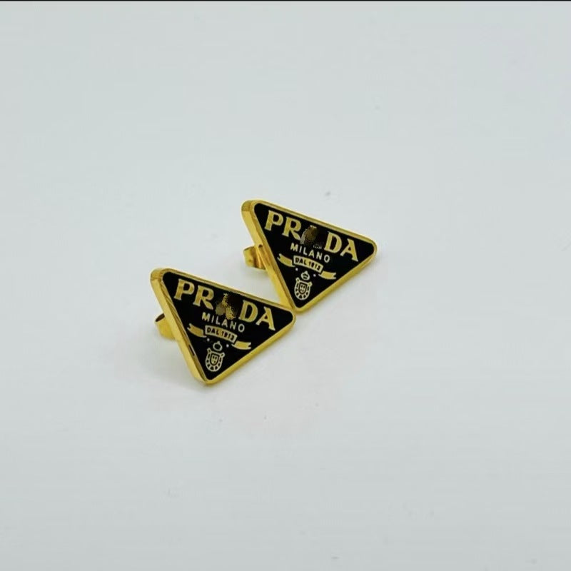 Wholesale ACCVIP Titanium Steel Light Luxury Enamel Inverted Triangle Stud Earrings