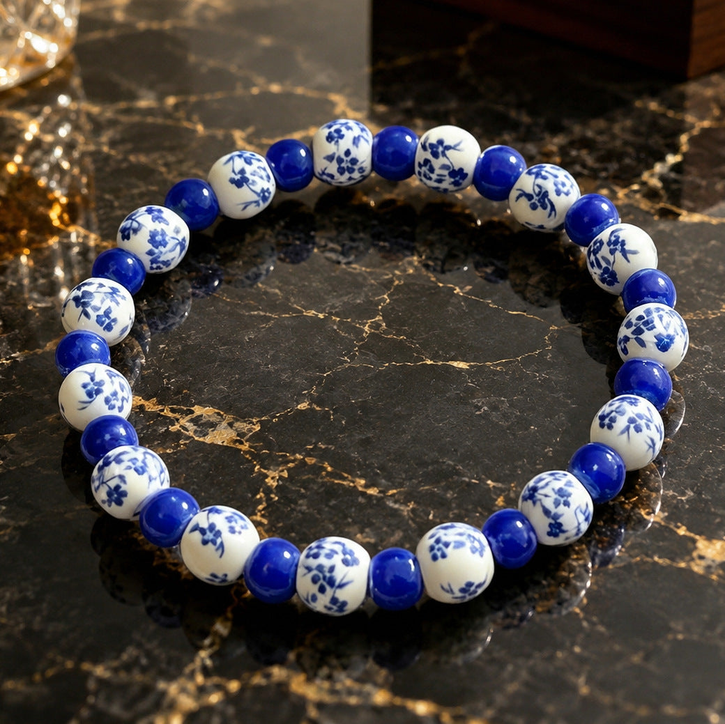 Wholesale Vintage Blue and White Porcelain Ceramic Bracelet Cross Pendant Bow Fashion Jewelry Gift