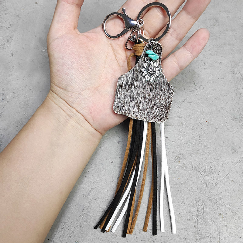 Wholesale Western Cowboy Style Leather Tassel Keychain ACC-KC-HeYi004