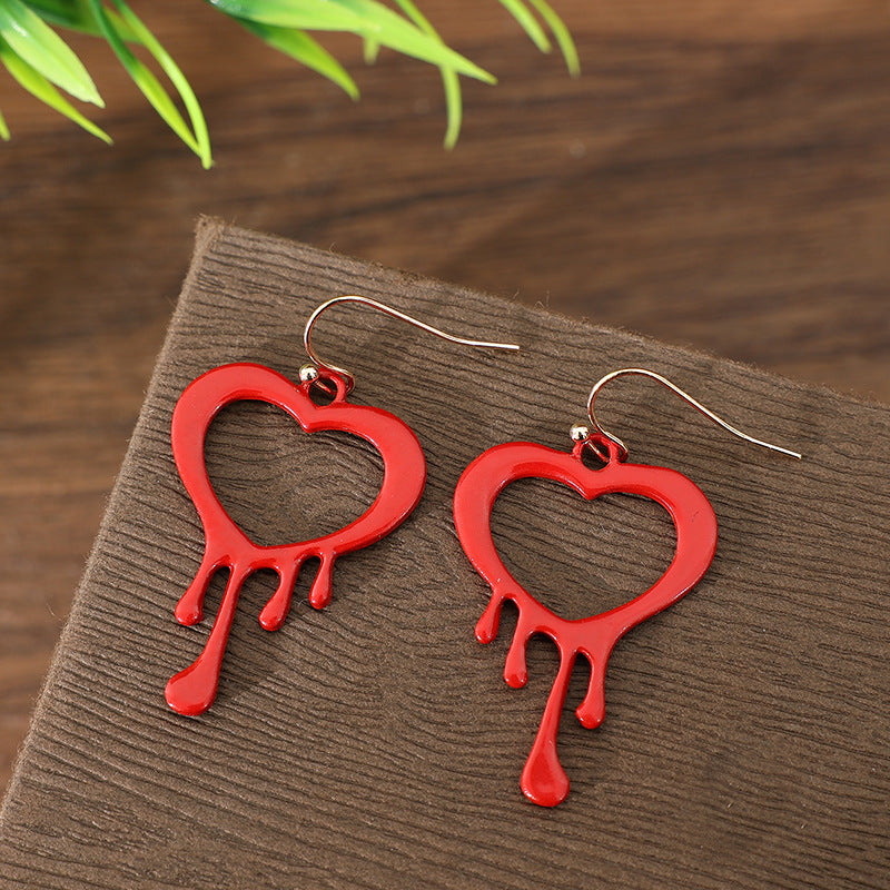 Wholesale Valentine' s Day Red Heart Tear-Drop Earrings - Sweet Style Alloy Fashion Accessory for Gift Boutique Resale