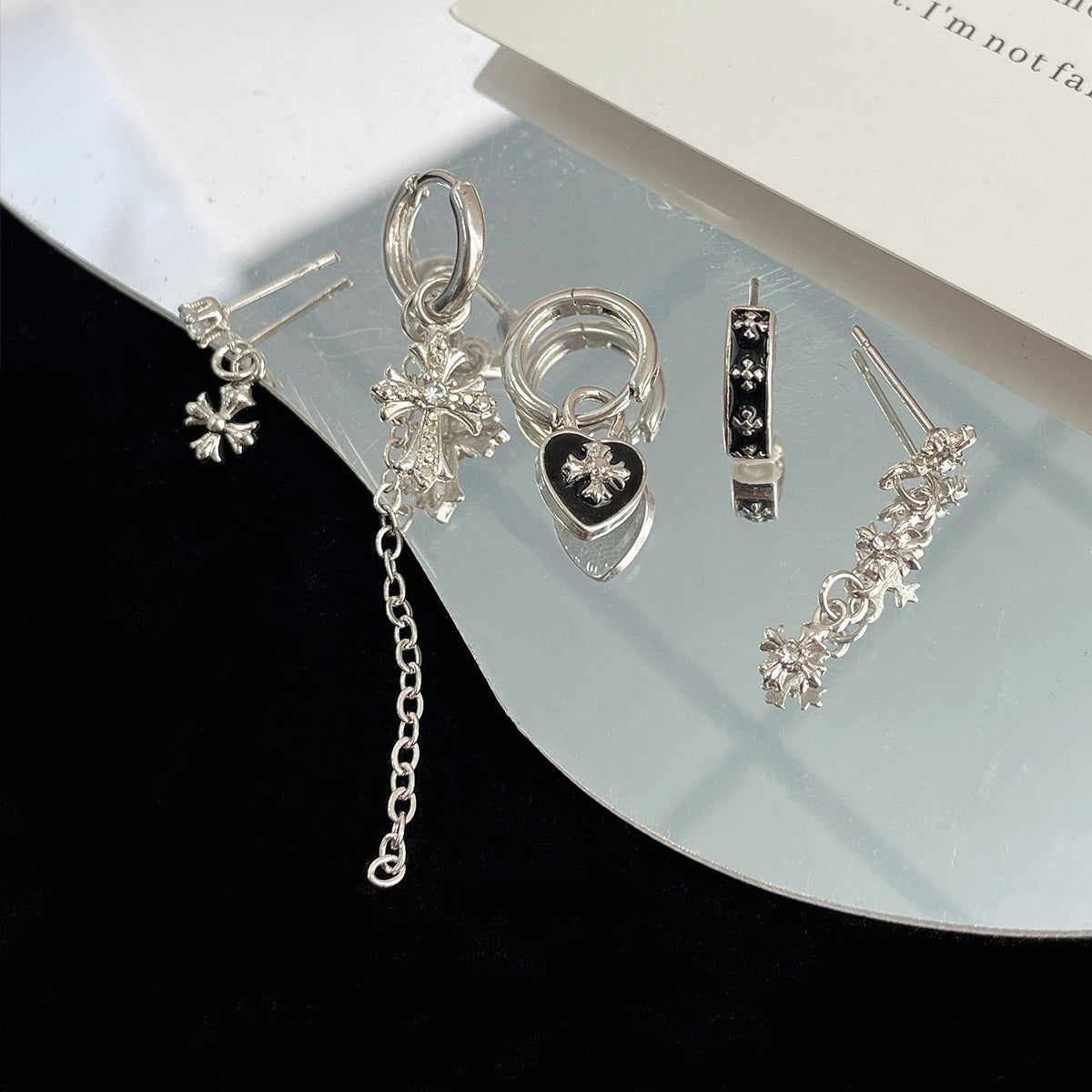 Wholesale Distinctive European and American Style Five-pointed Star Earrings Star Earrings suit Niche Design Sense Earrings Cross Earrings Earrings