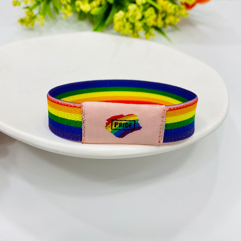 Wholesale LGBT Rainbow Elastic Band Six Color Bracelets ACC-BT-Guangg002