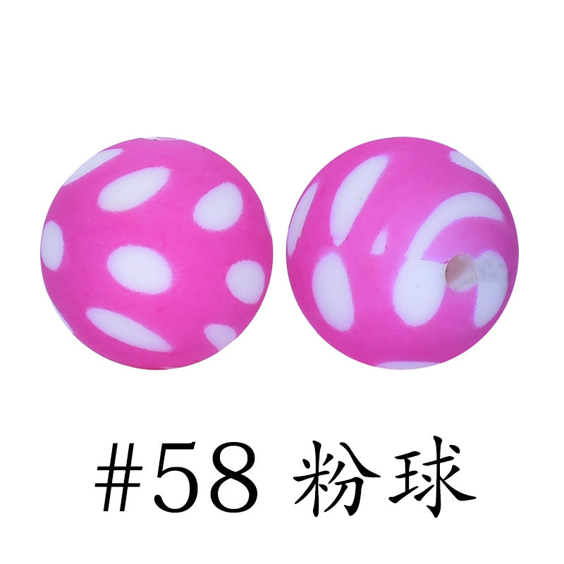 Wholesale 50pcs 15mm Western Style Leopard Skull Color Aztec Printed Silicone Balls Beads ACC-BDS-HeSheng009