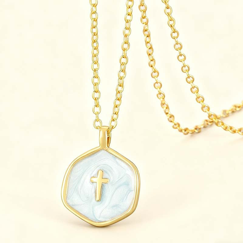 Wholesale Northern Lights Alloy Necklace for Women,  Unique Design,  New Colorful Enamel Oil-Drip Cross Necklace,  Sweater Chain