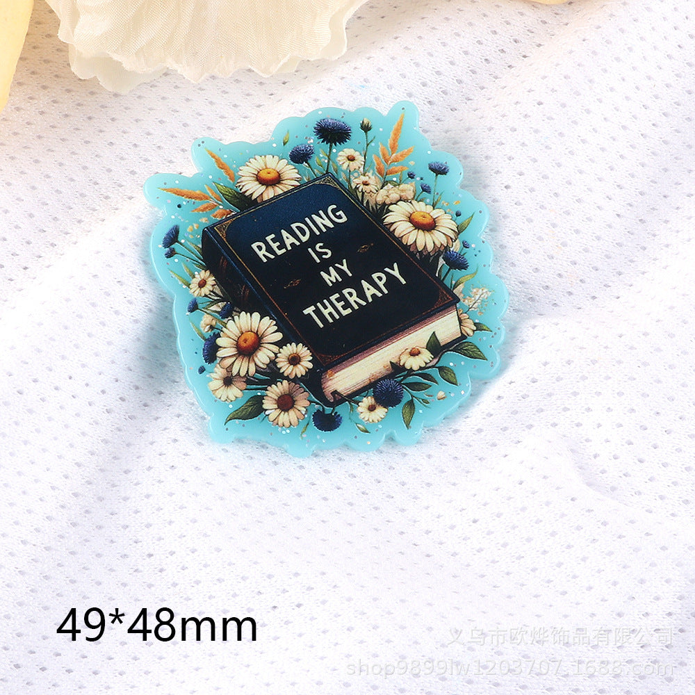 Wholesale 10pcs DIY Flatback cartoon letter pencil cute Acrylic Flatback Badge Reels Retractable Keychain DIY Accessories ACCVIP