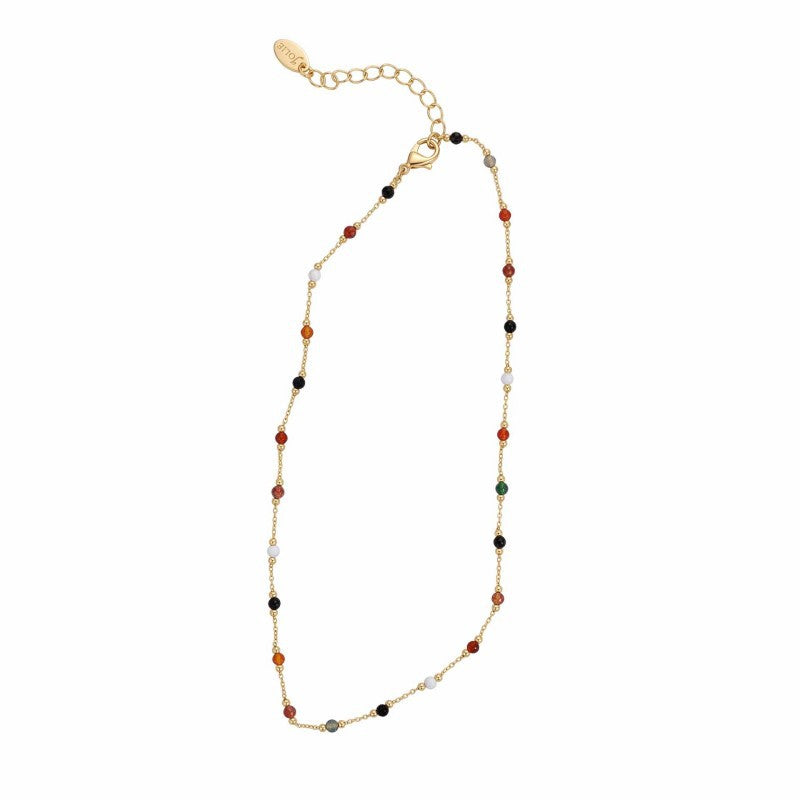 Wholesale Retro Colorful Natural Stone Necklace French Minimalist Geometric Collarbone Chain Everyday Fashion Jewelry Accessory