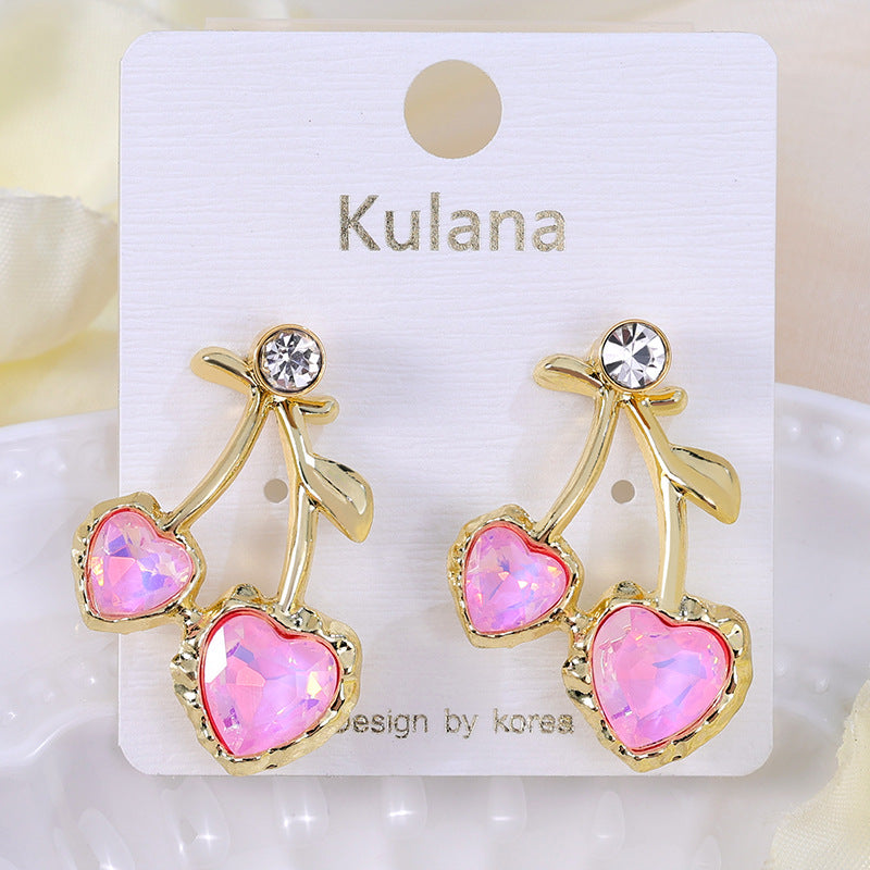 Wholesale  stainless steel red cherry earrings