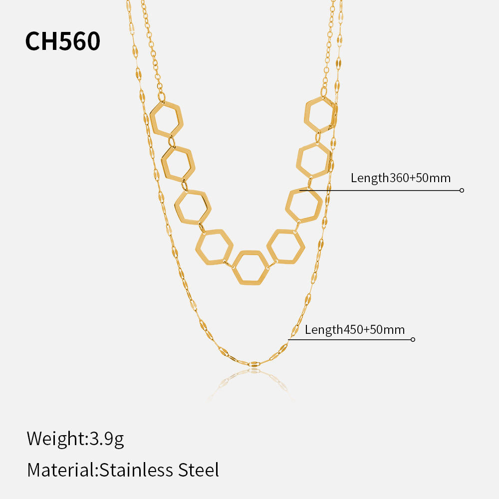 Wholesale Stainless Steel Three-Layer Pearl Starfish Pendant Necklace