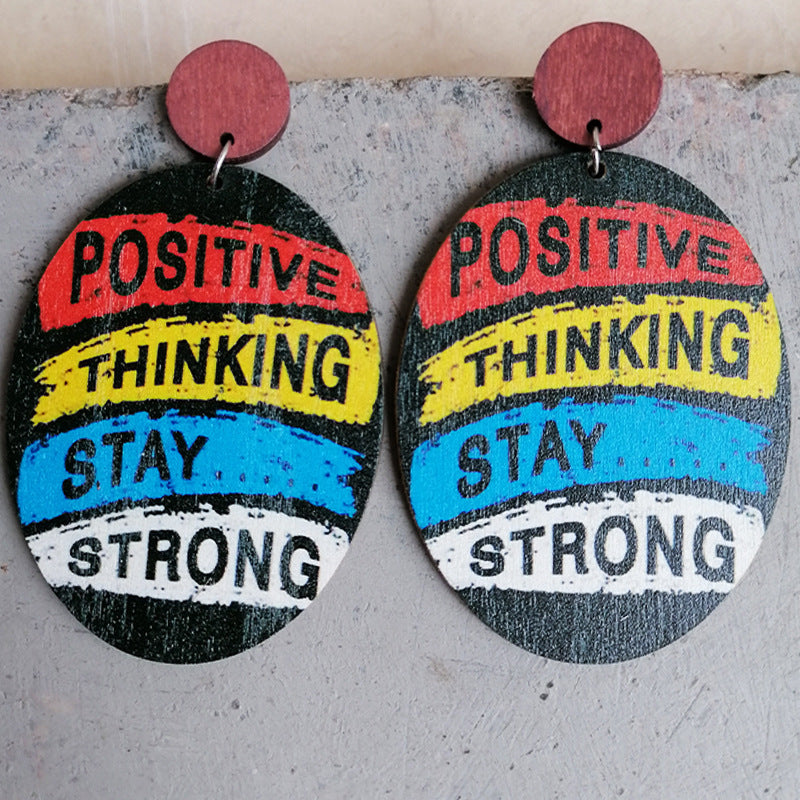 Wholesale 2 Pairs/pack Optimistic Inspirational Text Rainbow Nurse Wooden Earrings ACC-ES-HY018