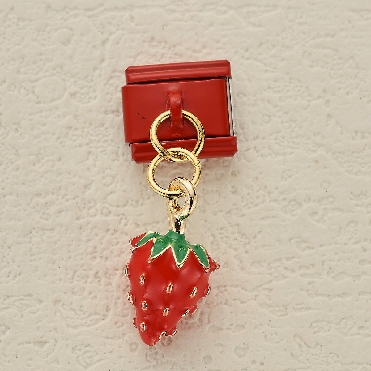 Wholesale 5pcsvCherry Strawberry Watermelon Pendant Red Italian Module DIY Stainless Steel Bracelet Accessories