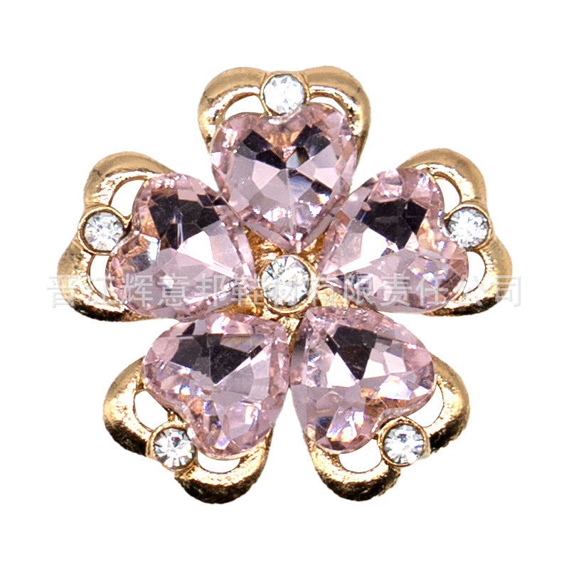 Wholesale Sweet Pink Princess Diamond Shoe Buckle Metal Charm Decorative Fashion Accessory For Sandals Gift Boutique Resale